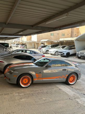 After painting orange stripes and spokes,