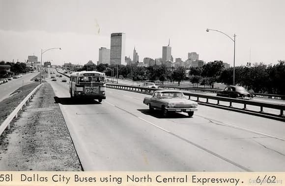 1962 looking south on North Central Expressway at downtown