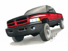 Quick rendering of my truck's future paint job, dark gray and red