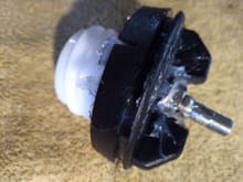 Tire Slime metal Schrader valve, gobs of Phil Swift's Flex Shot.