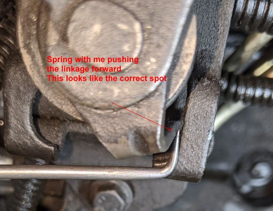 linkage tension spring with me pushing it forward to the stop
