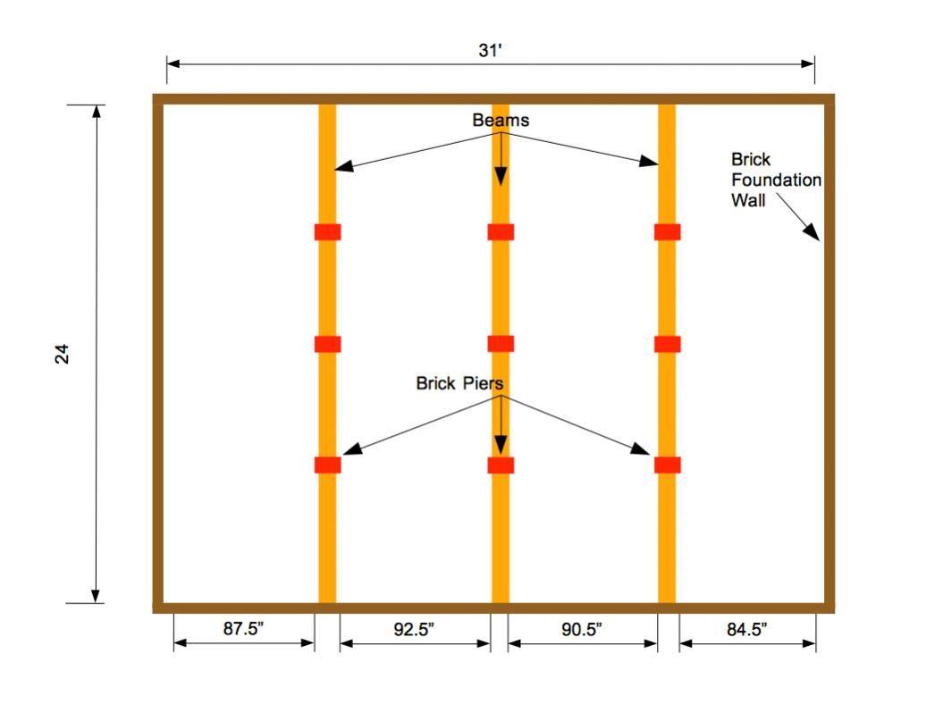 Adding floor beam (sagging floor). - DoItYourself.com Community Forums, image size:1055x788