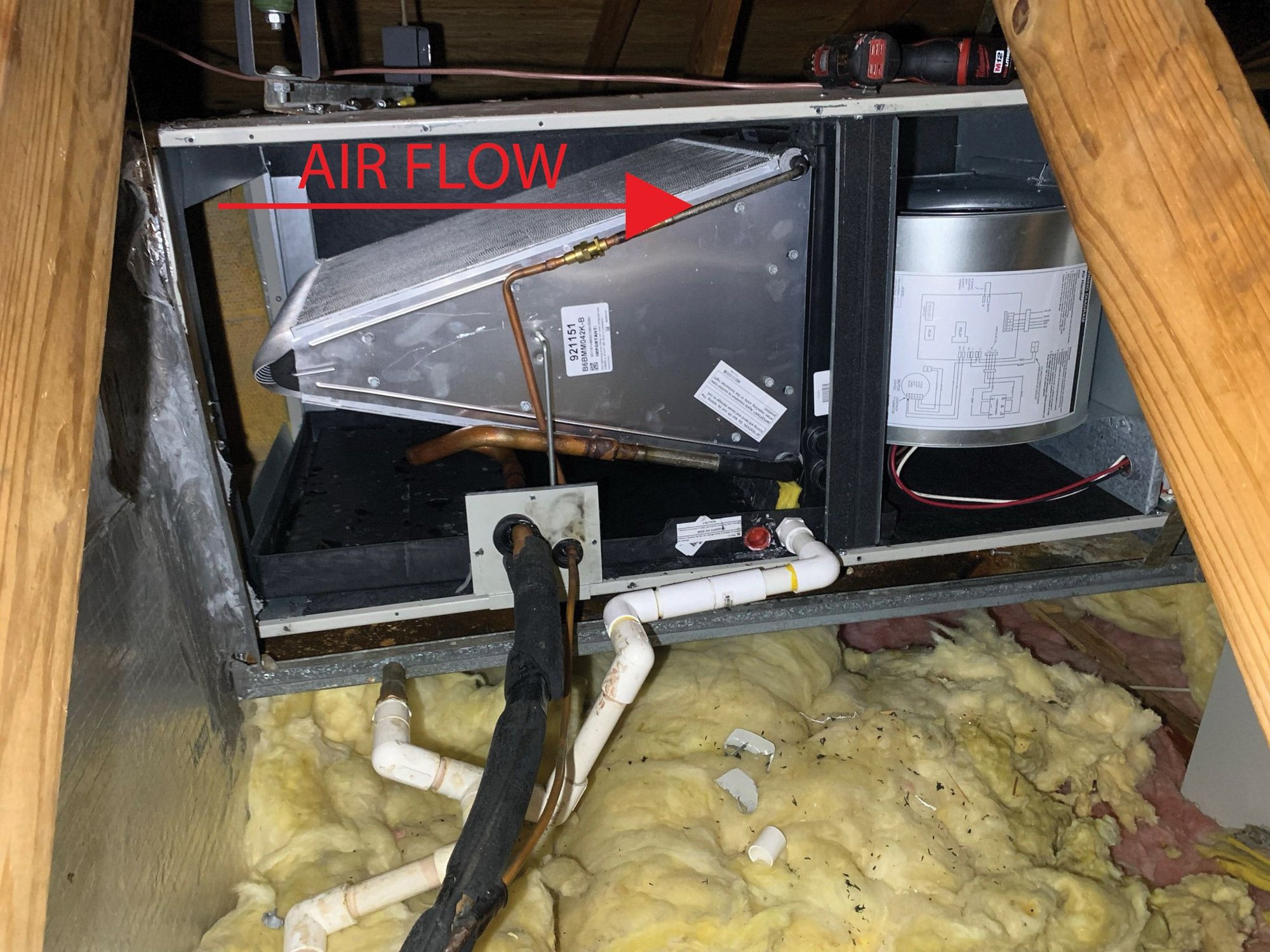 Newly installed Air Handler condensate leaking out of ceiling