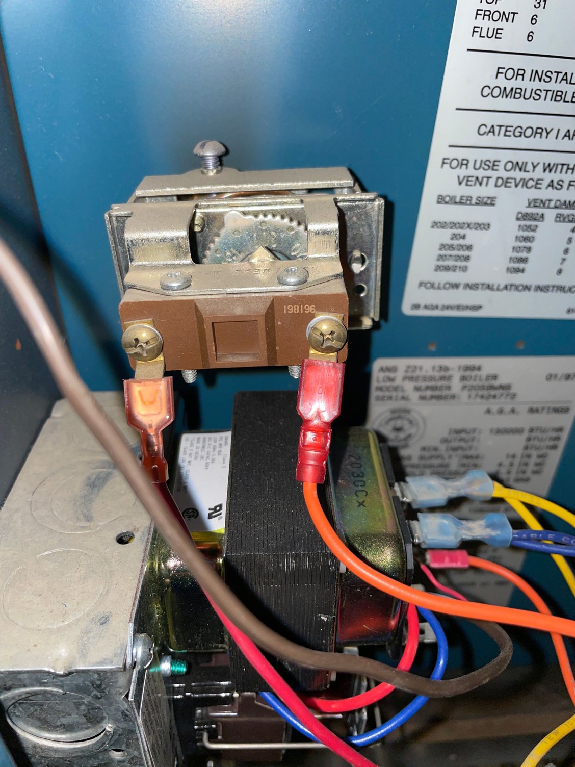 1996 Burnham furnace rapidly clicking relay