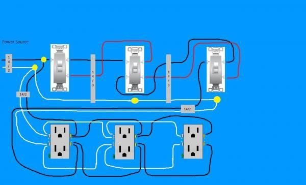 Need diagram help on easiest way to wire split receptacles on 4 way ...