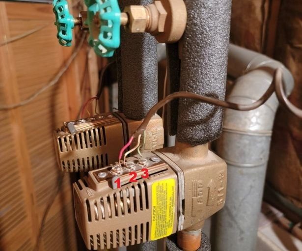 2 Nest E thermostats with 2 Taco zone valves