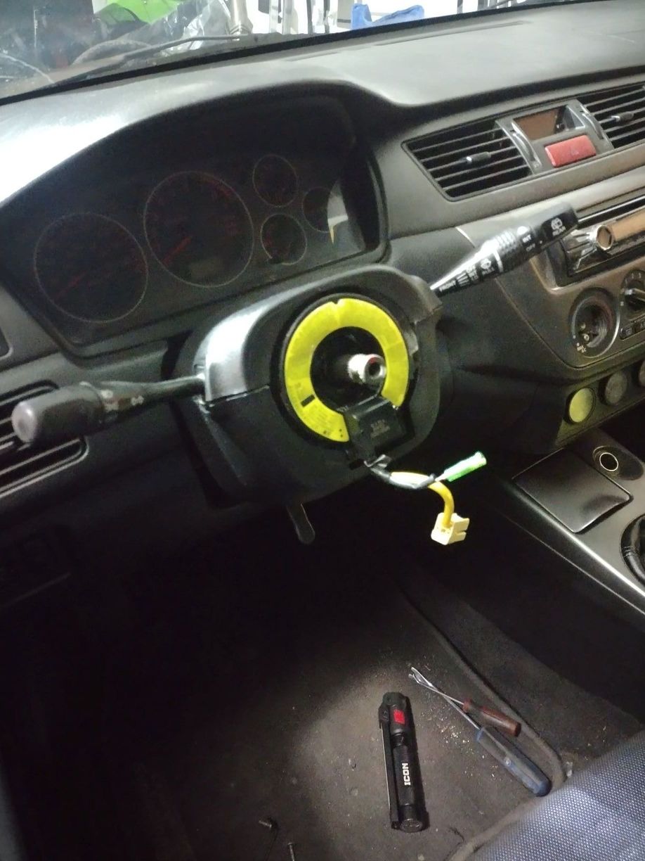 Steering wheel and airbag removed