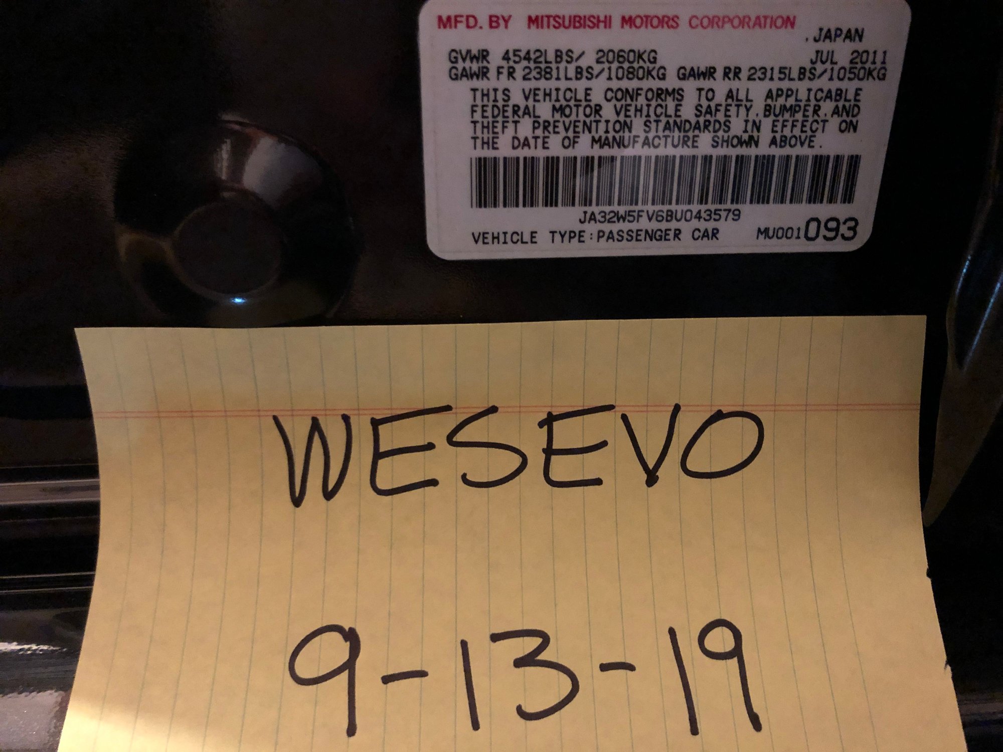 2011 Mitsubishi Lancer Evolution - 2011 evo mr - Used - VIN JA32W5FV6BU043579 - 108 Miles - 4 cyl - AWD - Automatic - Sedan - Black - Sparks, MD 21152, United States