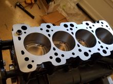 Money Shot.  The block surface and all bores have a mirror like finish.  A thin layer of oil keeps everything safe from corrosion.  Bare blocks like this should always be covered when not working on them.