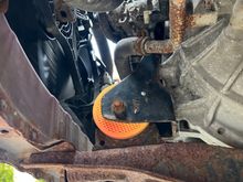 here’s the engine mount installed where you can see the heat from the engine side of the mount turning it yellow whereas on the frame side it’s still orange
