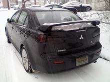 My GTS's first Snowstorm!!! 
Blacked out tailights