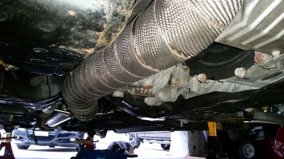 Putting exhaust back on.