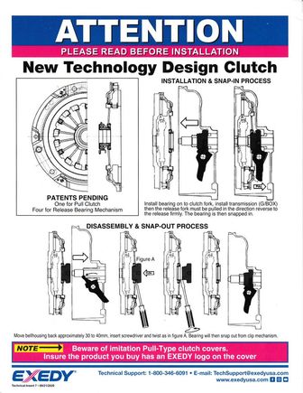 ^ Exedy included 3 pages of fitting instructions in the box. This is page 1.