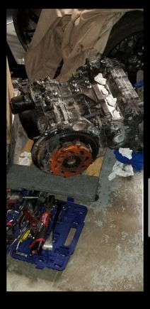 Still mounted to engine