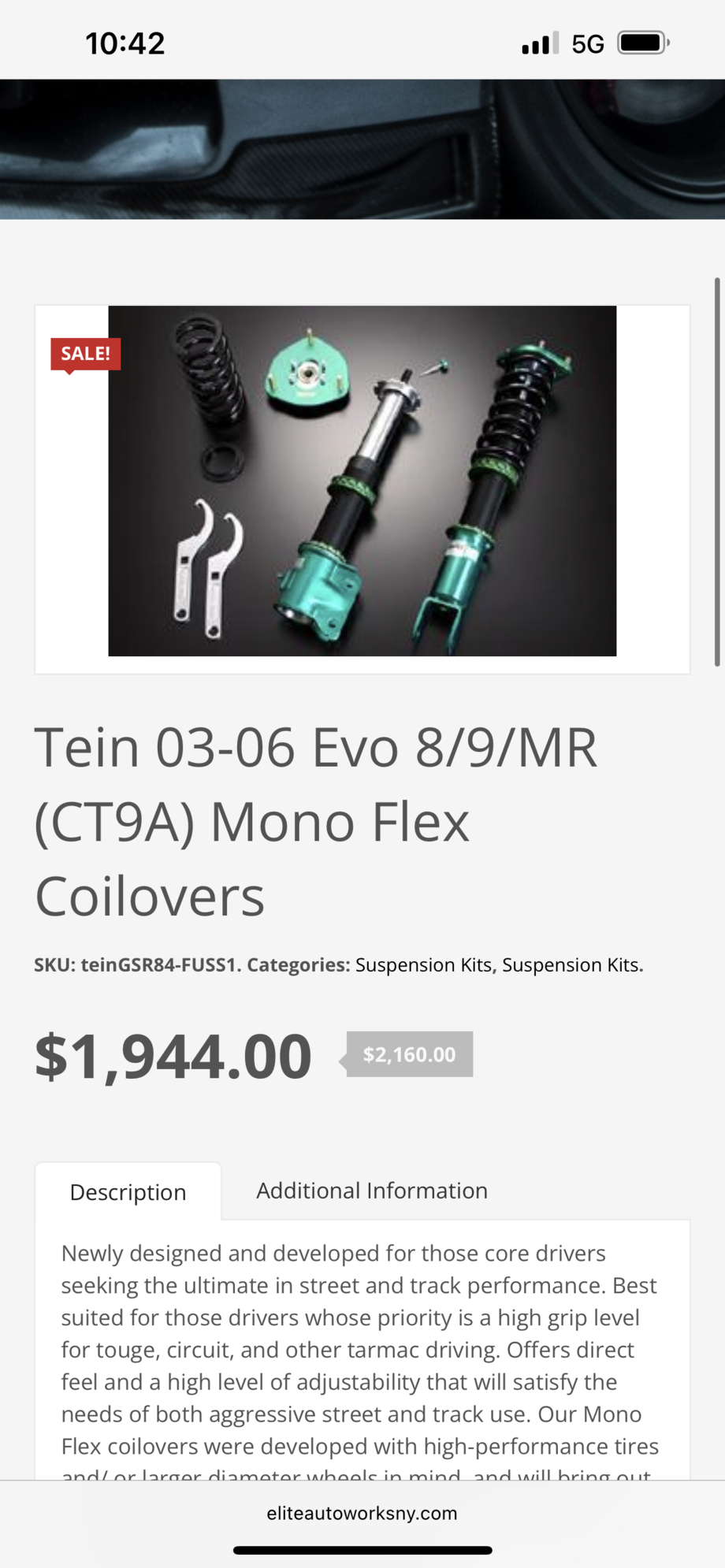 Steering/Suspension - 2003-2006 Evo tein monoflex coils - Used - 2003 to 2006 Mitsubishi Lancer Evolution - San Diego, CA 91950, United States
