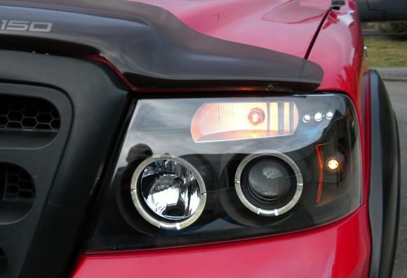 Kevin's F-150 Halos with HID and LED drivers side