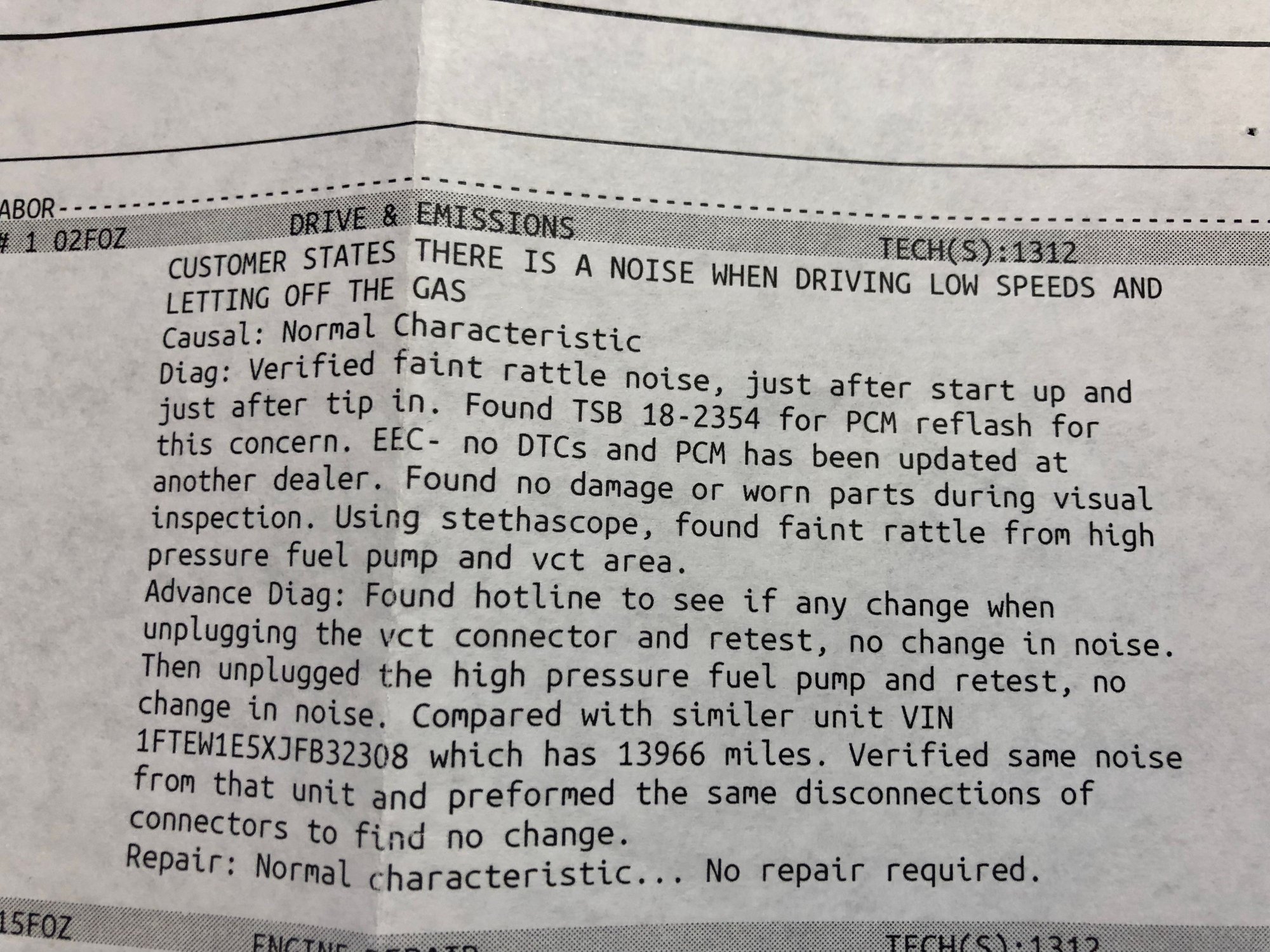 2018 5.0L Engine Rattle Noise On Deceleration And/Or Acceleration