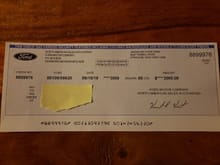 PCO check was received on Sat. June 23rd from Ford. Verified example of a PCO applied paid out after the new truck was already purchased. 