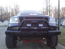 new ranch hand bumper, I still have to put the stock lights in it, and weld the receiver hitch plate on it!