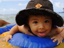 My son Makaio (Matthew in hawaiian) 
Having fun at da beach he loves da water