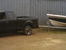 I'm not actually hooked up but I wanted to see what it would look like. That's an 84 MAKO. Like I said, my and my dad customize everything. Quads, trucks, boats, houses, tractors, and anything else that is a thing ha ha!