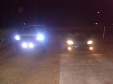 My headlights and fogs compared to my wifes 03 maxima