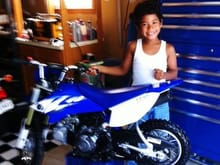 Mark receiving his first dirtbike