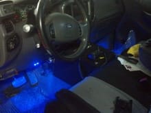 Interior under the dash led install.  Tied into dash illumination switch so when you turn on your parking lights, these kick on.