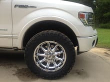 With ROUGH Riding Trail Grappler 295/60R20 on 20x9 XD Badlands Wheels  18mm offset. Put my Duratracs back on the next morning!!! To return my SMOOTH RIDING TRUCK BACK!!