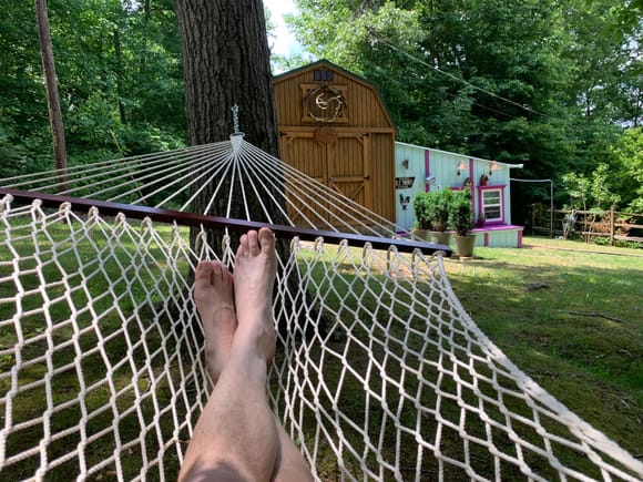 Just did a bunch of mowing and now it’s nap time! Ordered up a nice hammock mattress, be here tomorrow!