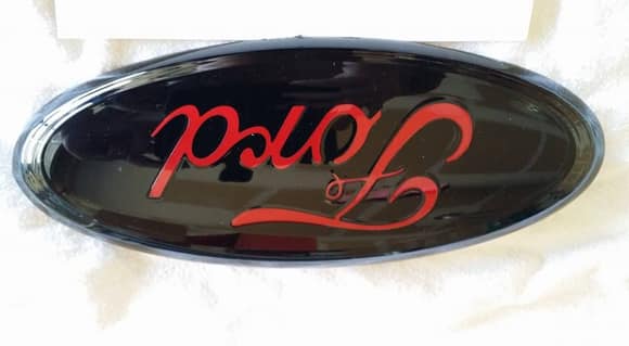 Black and RED 9in Oval tail gate emblem 30 shipped