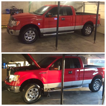Before and after leveling kit