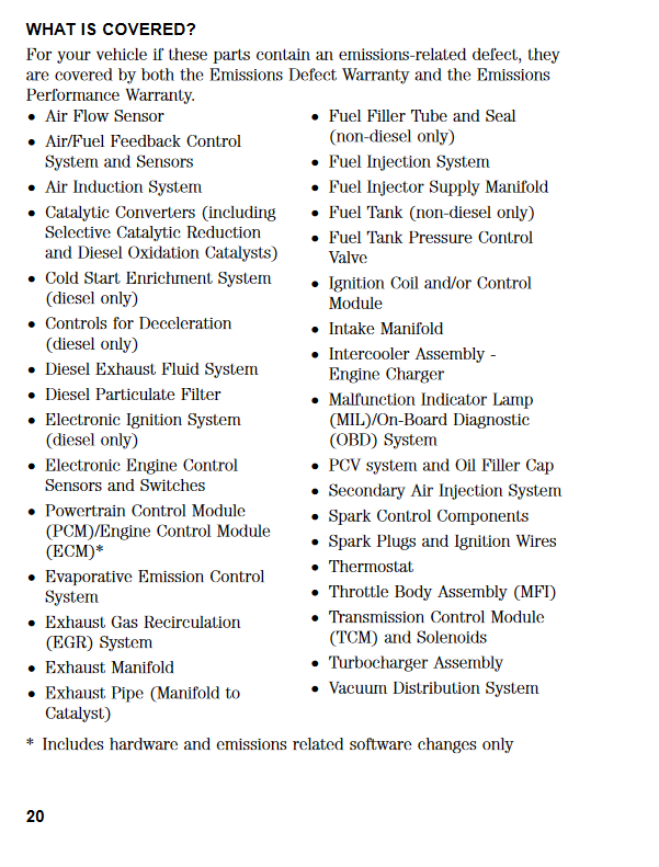 Is fuel rail pressure sensor covered under drivetrain warranty Ford