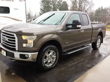 2015 F 150 XLT  Supercab color is Caribou, 3.5 Ecoboost and a 145 inch wheel base. 3.55 gears and Max Tow Package, i added the factory Tow Mirrors with Led Turn indicators, markers, puddle lights  and spotlights. The 302 A package did not include the tow mirrors those are an option, and I believe should come with the Max Tow Package