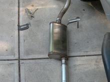 New Magnaflow Muffler, #11256 fit pretty well.  Ignore the rough welds...  :o)