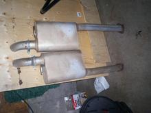 Flowmaster American Thunder mufflers left over from my Mustang... contemplating using them on the 150.  I know they aren't the best but free and better than the oil drum sized stocker.
