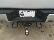 Remounted tow hooks on the rear bumper.