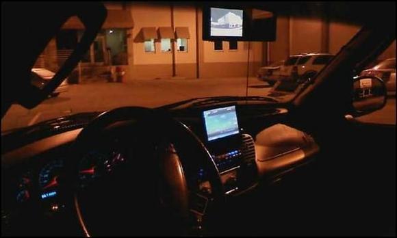 night shot of interior.
