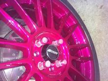 Spoon rims powder coated Candy Raspberry for my Fit.