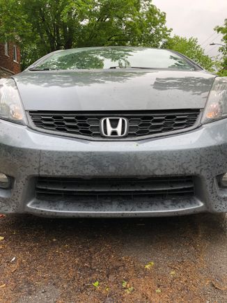 Hello Fit family 
Can someone do me a flavour?
I bought this baby last summer I knew it had some front end repair and the bumper is very slightly loose 
Does the gap between the grill and the hood look about right???