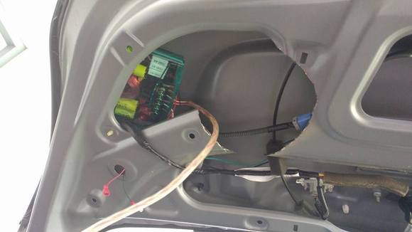ran the wires and mounted the crossovers with double sided 3M tape