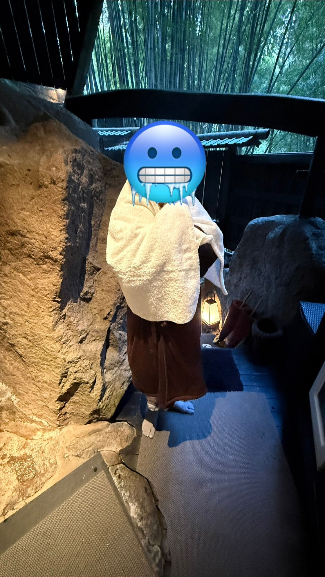 Open air changing area can be brutal on a cold day