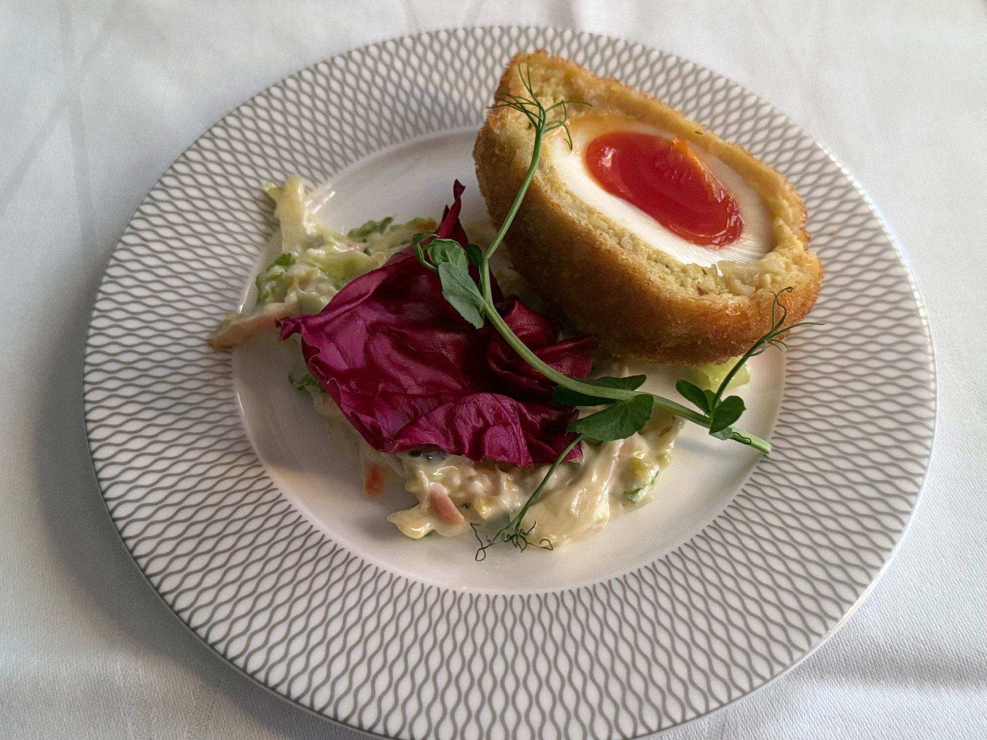 Vegetarian scotch egg was nice, though served cold.