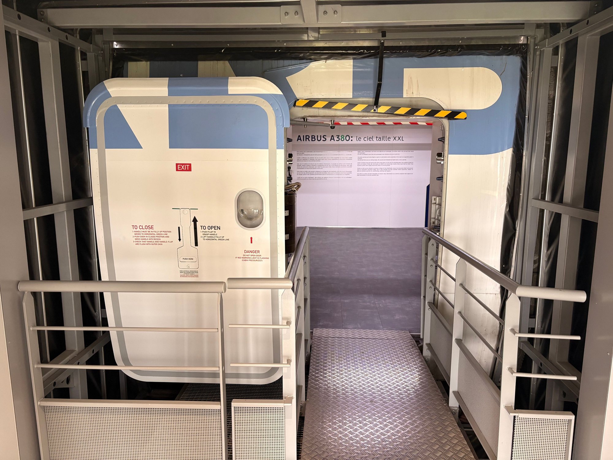 Boarding the lower deck via the 