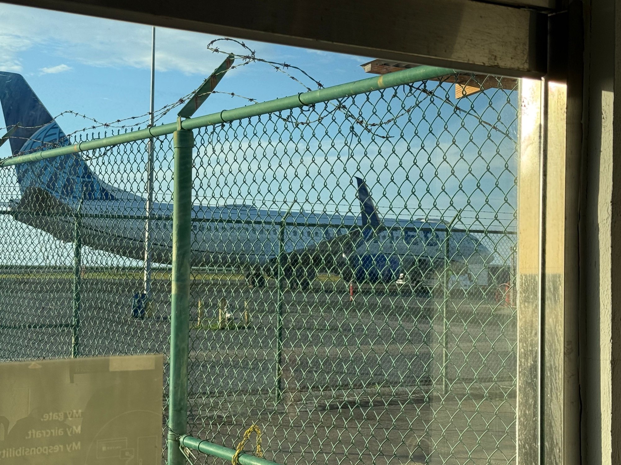 Plane in cage. 
