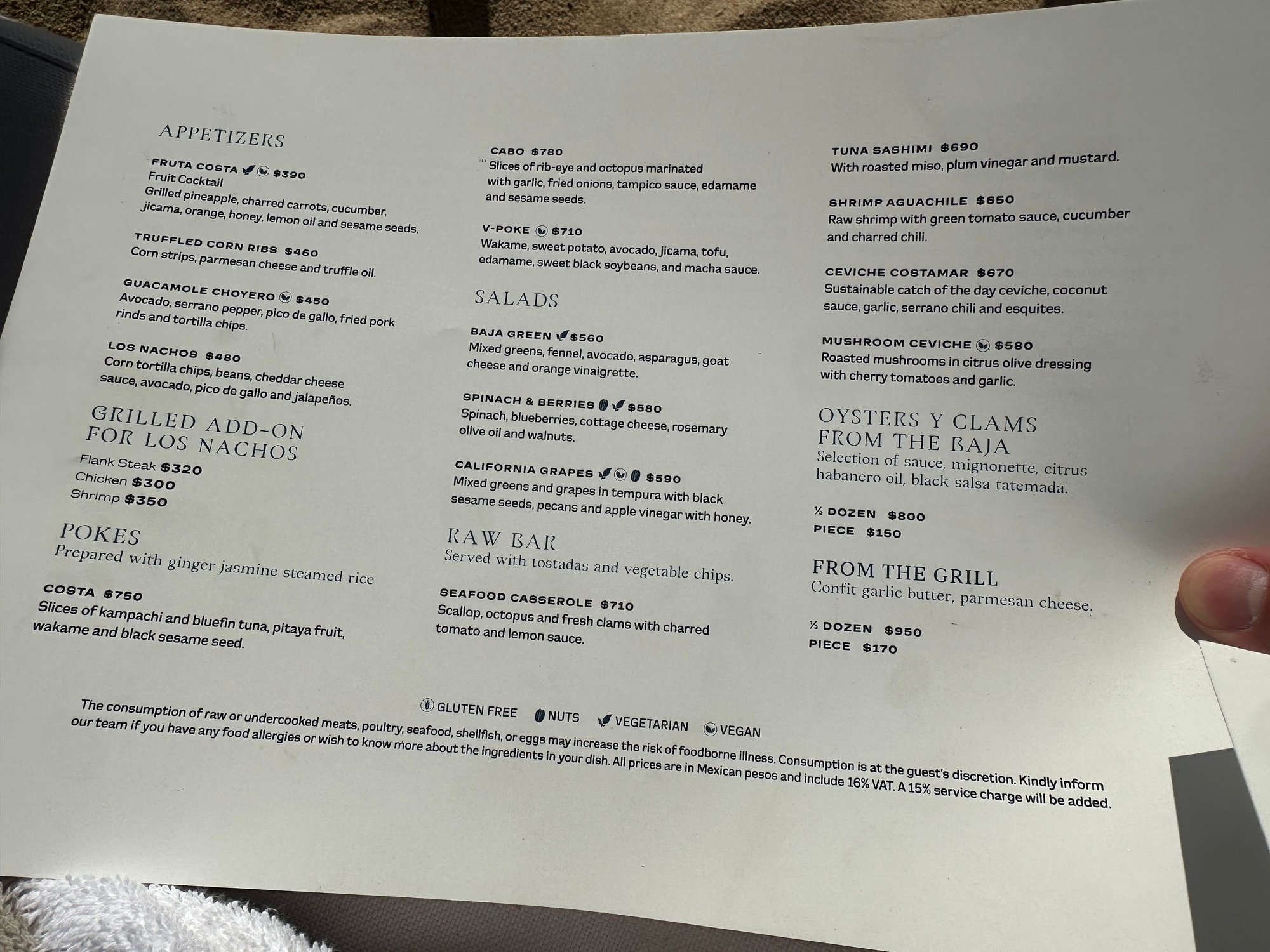 Costamar Food Menu