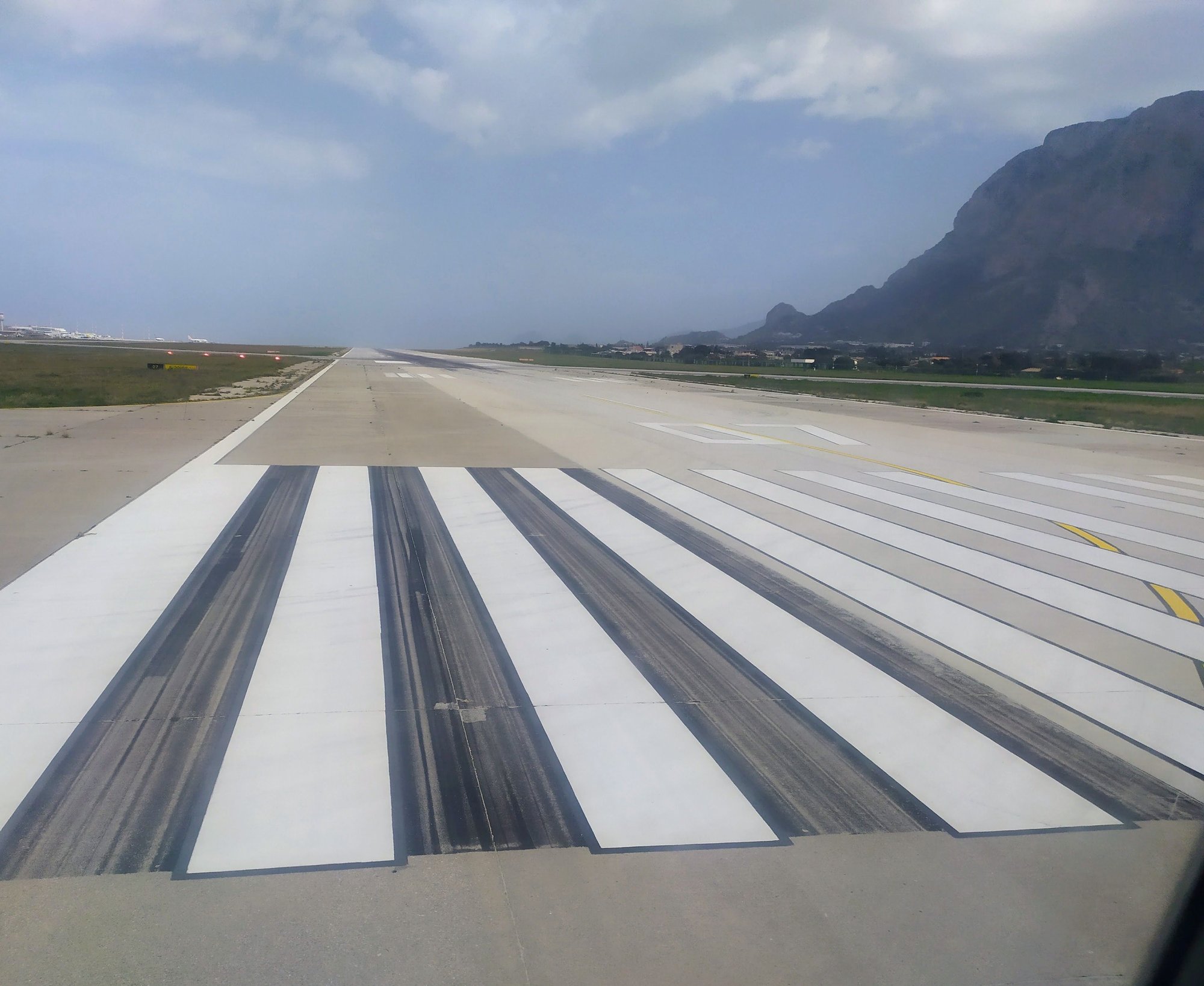 Approaching the head of the runway at Palermo airport 