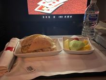 Served before landing, this warmed up Cuban sandwich was surprisingly delicious. Probably the best meal I’ve had onboard AA since covid. Which is so sad. 