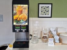 Normally I would skip this kind of orange juice, especially when served in a plastic cup. But for the purpose of this review, I can say: it tasted as expected.