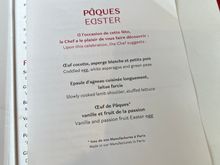 Easter weekend menu